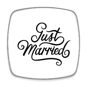 Jeunes mariés. Dis-le par la présente-Juste marié ! - Magnet carré - blanc - Devant