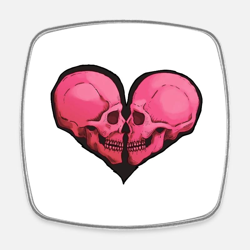 Skullheart - Viereckiger Kühlschrankmagnet - Weiß