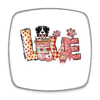 Bernese Dog Coffee Lover Valentines Day - Square fridge magnet - white - Front