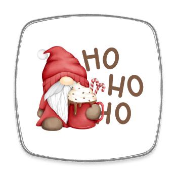 Weihnachtswichtel mit Schokotasse - Viereckiger Kühlschrankmagnet - Weiß - Vorne