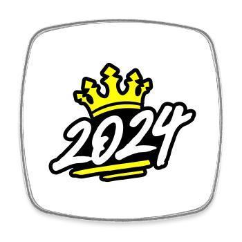 2024 Krone - Viereckiger Kühlschrankmagnet - Weiß - Vorne