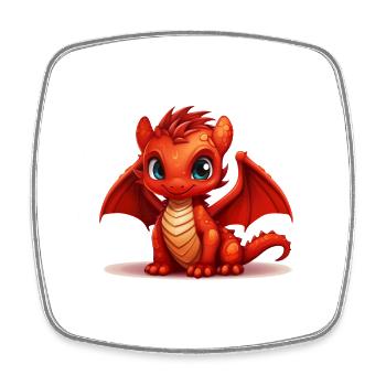 Little Red Dragon - Square fridge magnet - white - Front