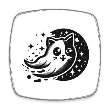 Boo Cat Drôles D’animaux - Magnet carré - blanc - Devant