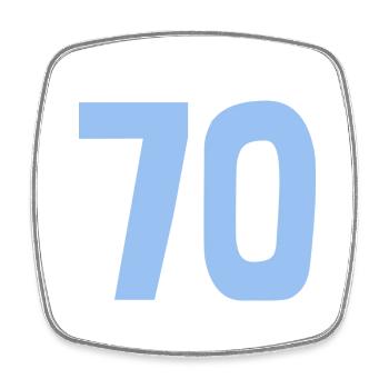 70. 70 ANS. 70e ANNIVERSAIRE. ANNIVERSAIRE 70 ANS. - Magnet carré - blanc - Devant