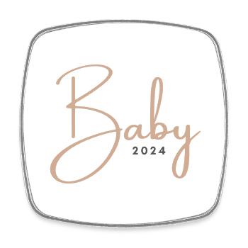 Baby 2024 - Viereckiger Kühlschrankmagnet - Weiß - Vorne