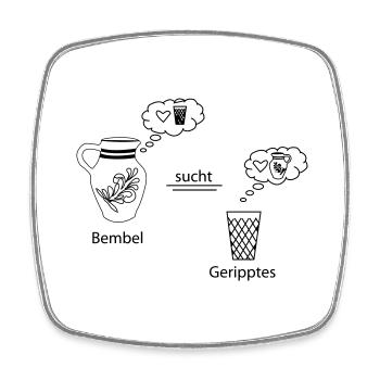 Denkblasen <3 #Bembel #trifft #Schoppe - Viereckiger Kühlschrankmagnet - Weiß - Vorne