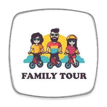 Family Tour - Square fridge magnet - white - Front