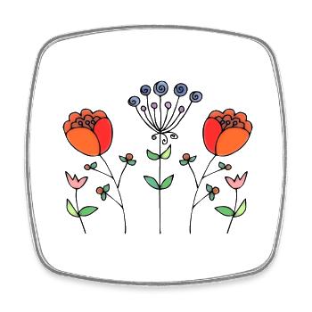 Flowers - Square fridge magnet - white - Front