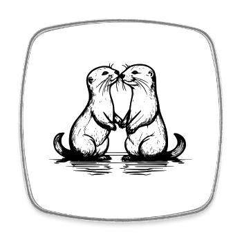 Two Otters - Square fridge magnet - white - Front