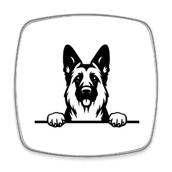 Berger allemand Peeking - DSH - Vecteur - Magnet carré - blanc - Devant