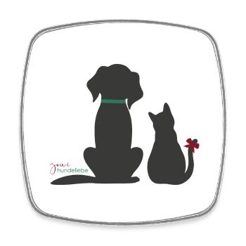 Hund und Katz - jowi hundeliebe - Viereckiger Kühlschrankmagnet - Weiß - Vorne