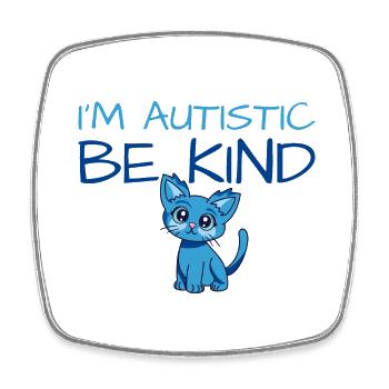 Autism Autistic Child Boy Girl Gift Blue Cat Shirt - Square fridge magnet - white - Front