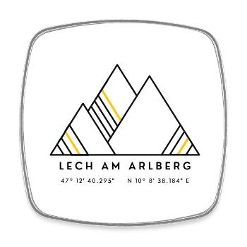 Minimalistisches Lech am Arlberg-Logo - Viereckiger Kühlschrankmagnet - Weiß - Vorne