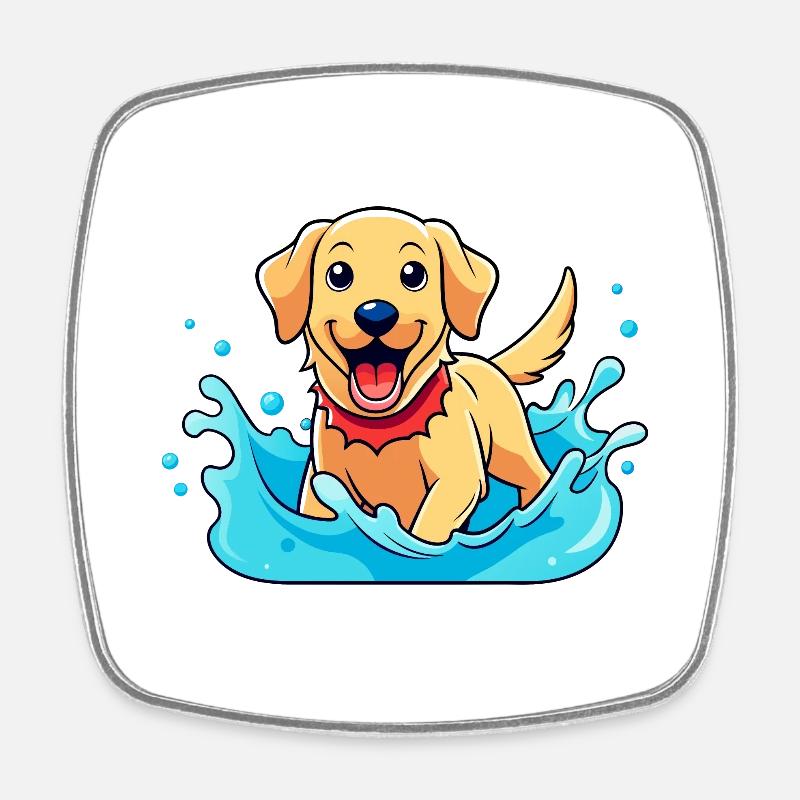Joyeux Labrador Retriever éclaboussant dans l’Art de la piscine - Magnet carré - blanc