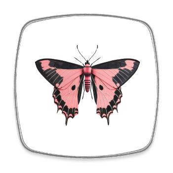 Papillon rose - Magnet carré - blanc - Devant