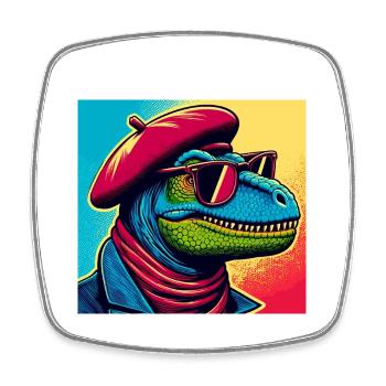 Dino PopArt Portrait - Magnet carré - blanc - Devant