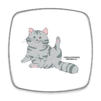 🐾 Grau getigerte Katze🐱 - Viereckiger Kühlschrankmagnet - Weiß - Vorne