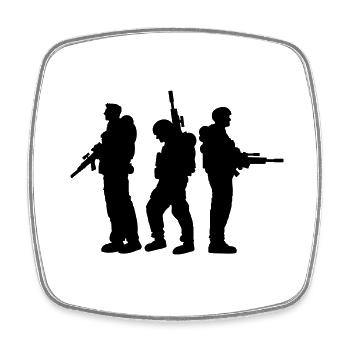 3 Soldaten, Besatzung, Kriegsteam, Freiheitssoldat, Kämpfer - Viereckiger Kühlschrankmagnet - Weiß - Vorne