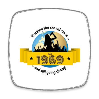55th Birthday Rocking the crowd since 04/1969 - Square fridge magnet - white - Front