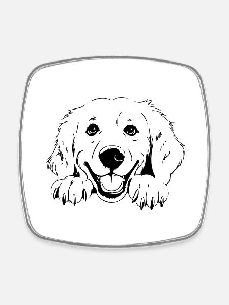 Golden retriever - Magnet carré - blanc