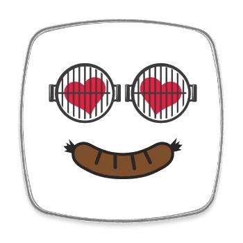 Grilling Grillmaster Grilling BBQ Sausage Charcoal - Square fridge magnet - white - Front