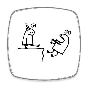 51 years: Goodbye age 50 years, Happy 51st birthday - Square fridge magnet - white - Front