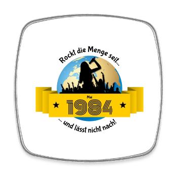 40. Geburtstag Rockt die Menge seit 05/1984 - Viereckiger Kühlschrankmagnet - Weiß - Vorne