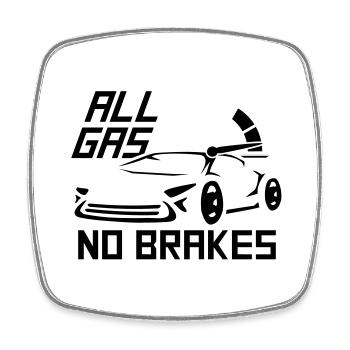 All Gas No Brakes Spruch Liebe Rennauto Fahren - Viereckiger Kühlschrankmagnet - Weiß - Vorne