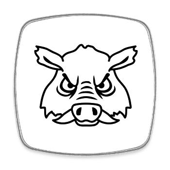 Méchant Sanglier Sanglier Dangereux Cochon Comique - Magnet carré - blanc - Devant