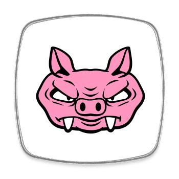 Böse Wildsau Wildschwein Gefährlich Comic Schwein - Viereckiger Kühlschrankmagnet - Weiß - Vorne