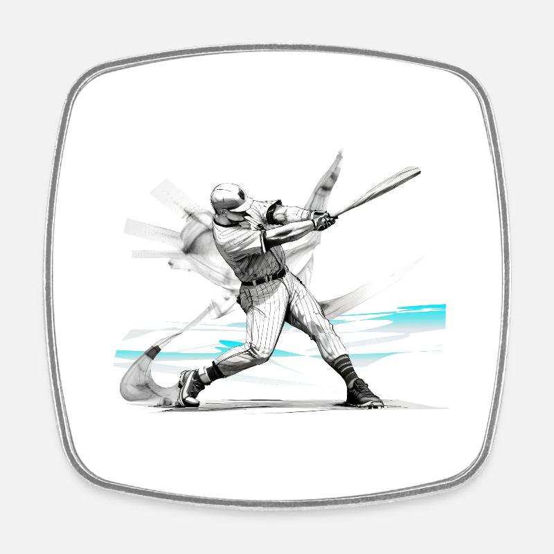 Baseballspieler, baseball - Viereckiger Kühlschrankmagnet - Weiß
