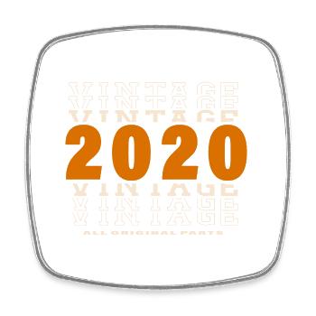 2020: Vintage - 4th Anniversary - Square fridge magnet - white - Front