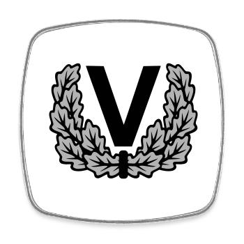 Chemise à motif de vétéran militaire Bw - V avec feuilles de chêne - Magnet carré - blanc - Devant