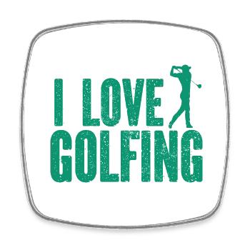 Golf - Golfclub Goldspieler Birdie Elite Luxus - Viereckiger Kühlschrankmagnet - Weiß - Vorne