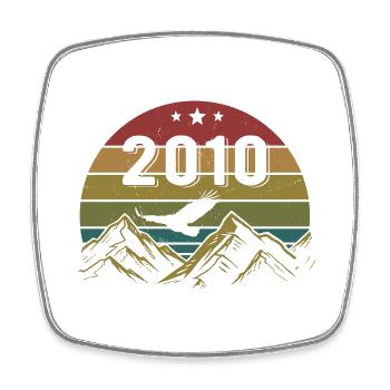 2010 Vintage Birthday 2010 Retro Gift Idea - Square fridge magnet - white - Front