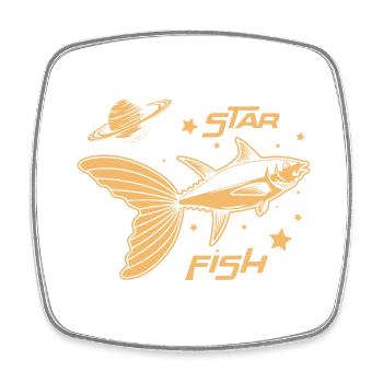 Weltall Weltraum Space - Star Fish - Wortspiel - Viereckiger Kühlschrankmagnet - Weiß - Vorne