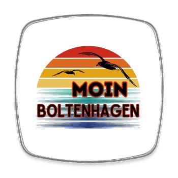 Moin Boltenhagen with seagull in retro style - Square fridge magnet - white - Front