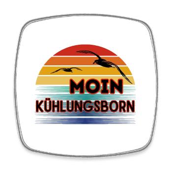 Moin Kühlungsborn with seagull in retro style - Square fridge magnet - white - Front