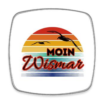 Moin Wismar with seagull in retro style - Square fridge magnet - white - Front