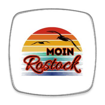 Moin Rostock with Seagull in Retro Style - Square fridge magnet - white - Front