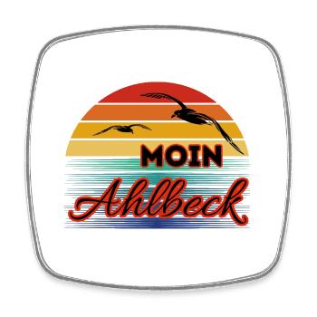 Moin Ahlbeck with Seagull in Retro Style Ahlbeck - Square fridge magnet - white - Front