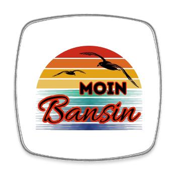 Moin Basin with Seagull in Retro Style Bansin - Square fridge magnet - white - Front