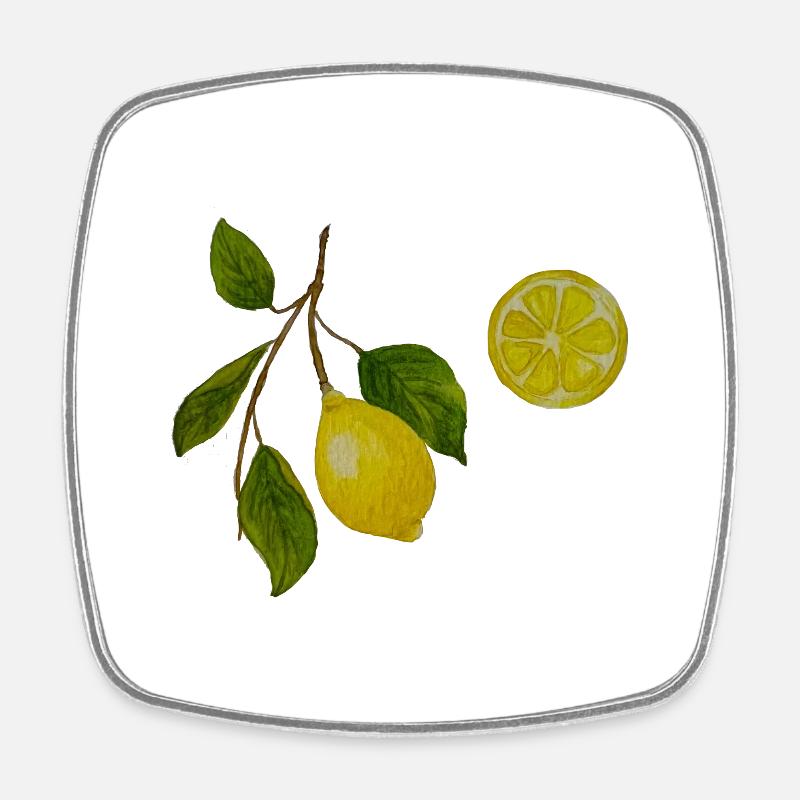 Branche de citron et citron - Magnet carré - blanc