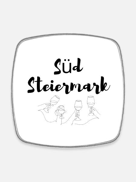 Süd Steiermark - Viereckiger Kühlschrankmagnet - Weiß