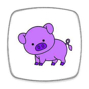 Cochon - Magnet carré - blanc - Devant