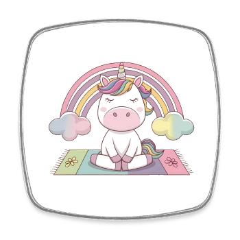 licorne de yoga - Magnet carré - blanc - Devant