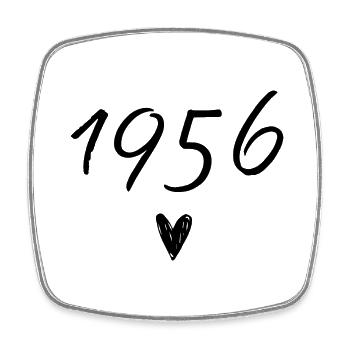 1956 coeur anniversaire - Magnet carré - blanc - Devant