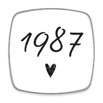 1987 coeur anniversaire - Magnet carré - blanc - Devant