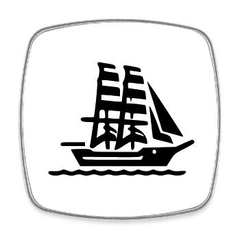 Segelschiff - Viereckiger Kühlschrankmagnet - Weiß - Vorne