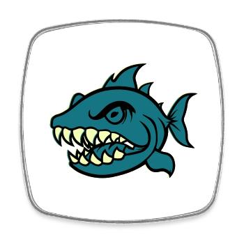 piranha comic fish - Viereckiger Kühlschrankmagnet - Weiß - Vorne